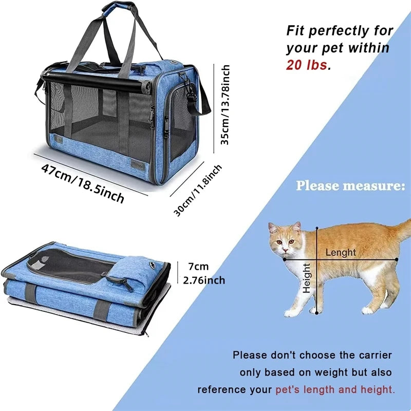 1 PCS Portable Wheeled Pet Carrier For 2 Large Cats Double Compartment Rolling Cat Travel Carrier For Two Pets