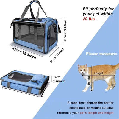 1 PCS Portable Wheeled Pet Carrier For 2 Large Cats Double Compartment Rolling Cat Travel Carrier For Two Pets