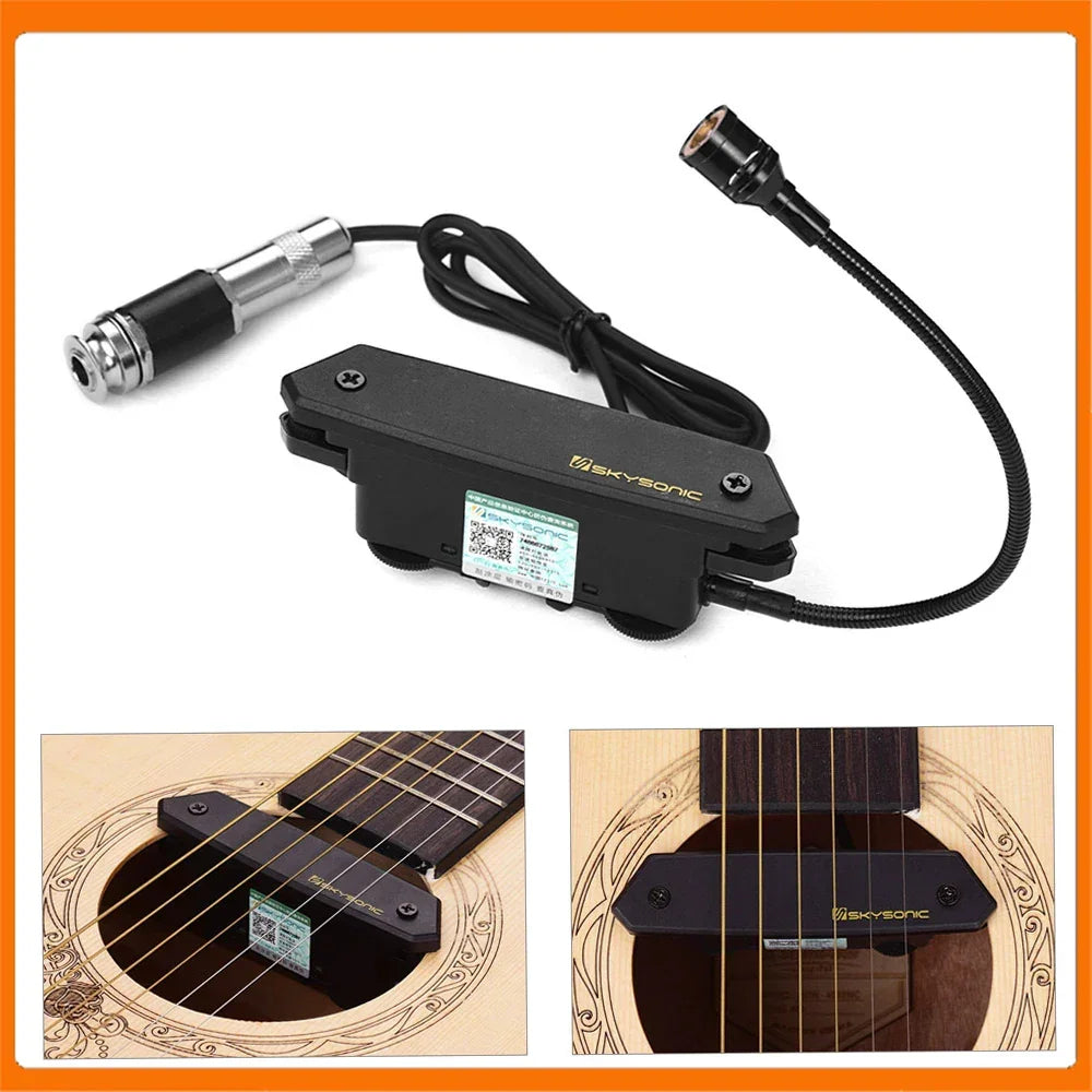 Acoustic Guitar Active Soundhole Pickup Magnetic + Microphone Dual Pickup Systems with Volume Controls for Classic Folk Guitars
