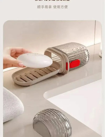 Soap Dish with Drain WaterLuxury Travel Soap Case Sealed Portable Container Mini Soap Box Compact Storage for Business Trips