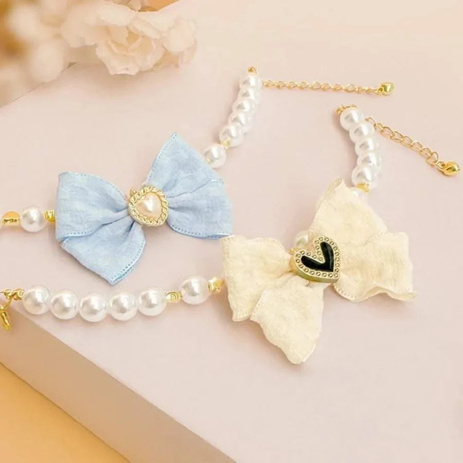 Pet pearl necklace, cat collar cat neck accessories Cat bib Pet dog small accessories neck jewelry, Valentine's Day New Year fur