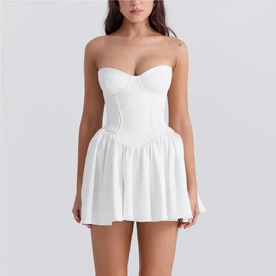 Luxury dresses women 2025 Summer dresses for women evening party dresses bodycon white mini dress elegant ruffle dress tube top