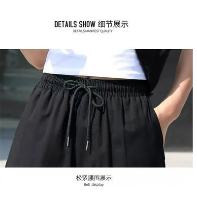 Cargo Shorts Women Harajuku Black Oversized Wide Leg Shorts Summer Streetwear Fashion High Waist Baggy Short Pants Girls