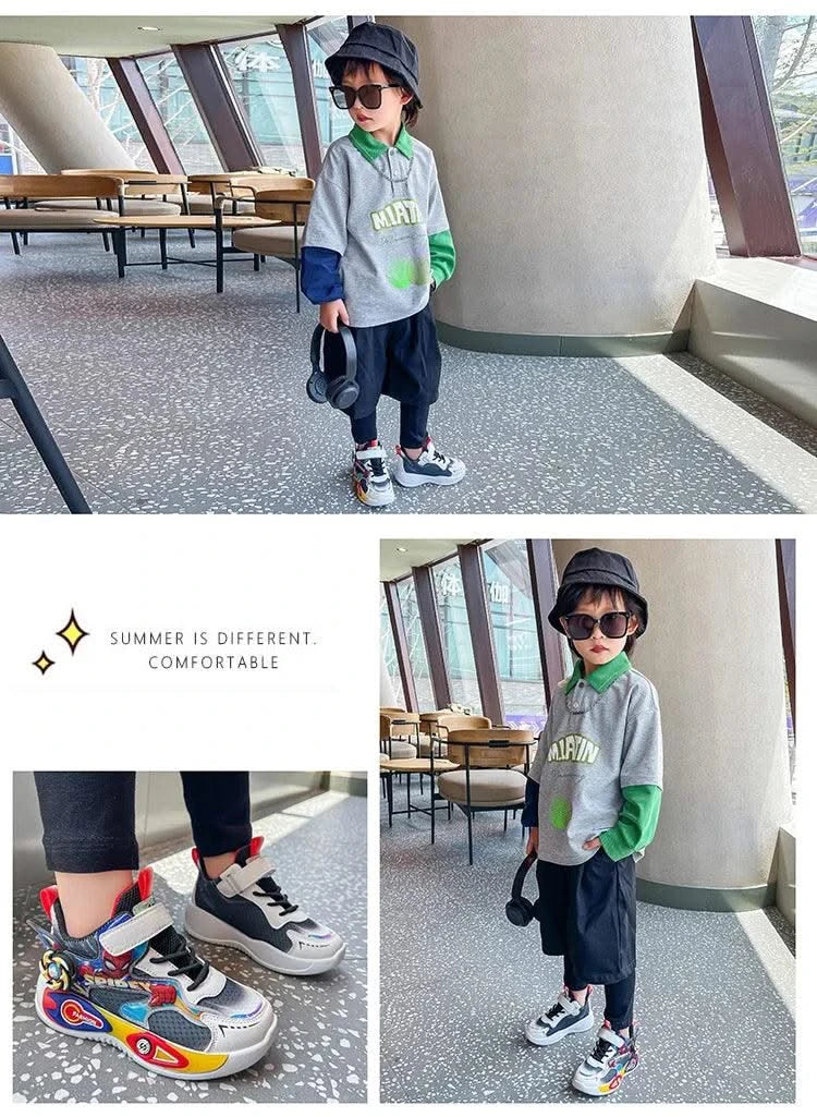 Boys' casual sports shoes | Lightweight and cushioned running shoes | 5-12 year old children's sports walking shoes | Shock abso