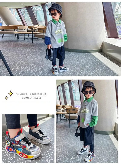 Boys' casual sports shoes | Lightweight and cushioned running shoes | 5-12 year old children's sports walking shoes | Shock abso
