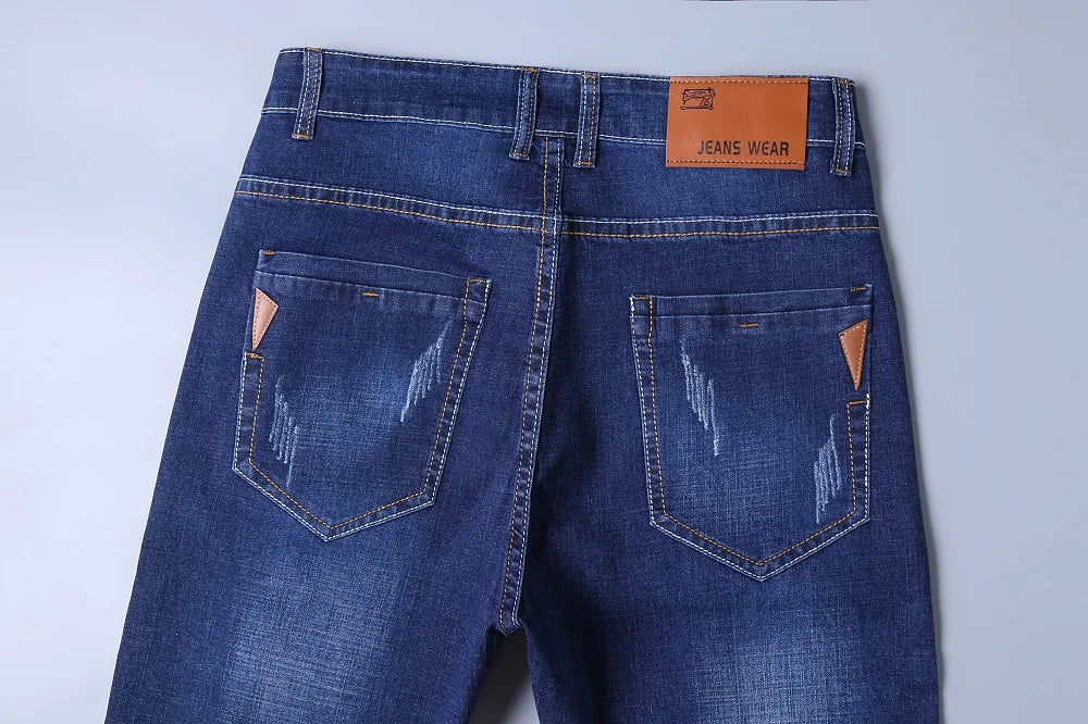 Men's Jeans Straight Leg Loose Elastic Business Casual Daily Versatile Men's Denim Pants 2025 New Outer Wear Men's Jeans Can Be Worn in All Seasons