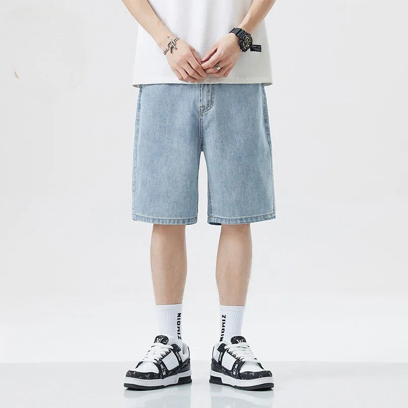 Summer men's seven inch jeans fashion design men's jeans slim fit straight leg short jeans casual loose wide leg denim shorts