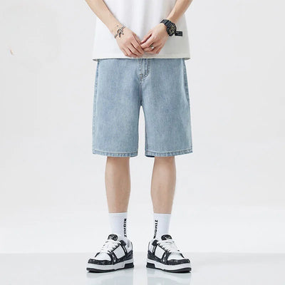 Summer men's seven inch jeans fashion design men's jeans slim fit straight leg short jeans casual loose wide leg denim shorts