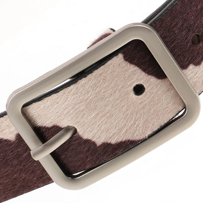Jeans Simulated Horsehair Belt Woman Women's Pu for Ladies Western Belts with Animal Print
