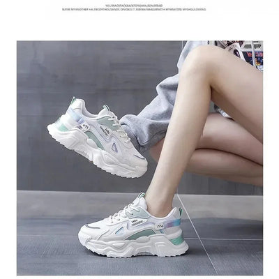 Sports shoes for women 2025 new fashion Korean version trendy fly woven breathable anti slip lightweight running shoes