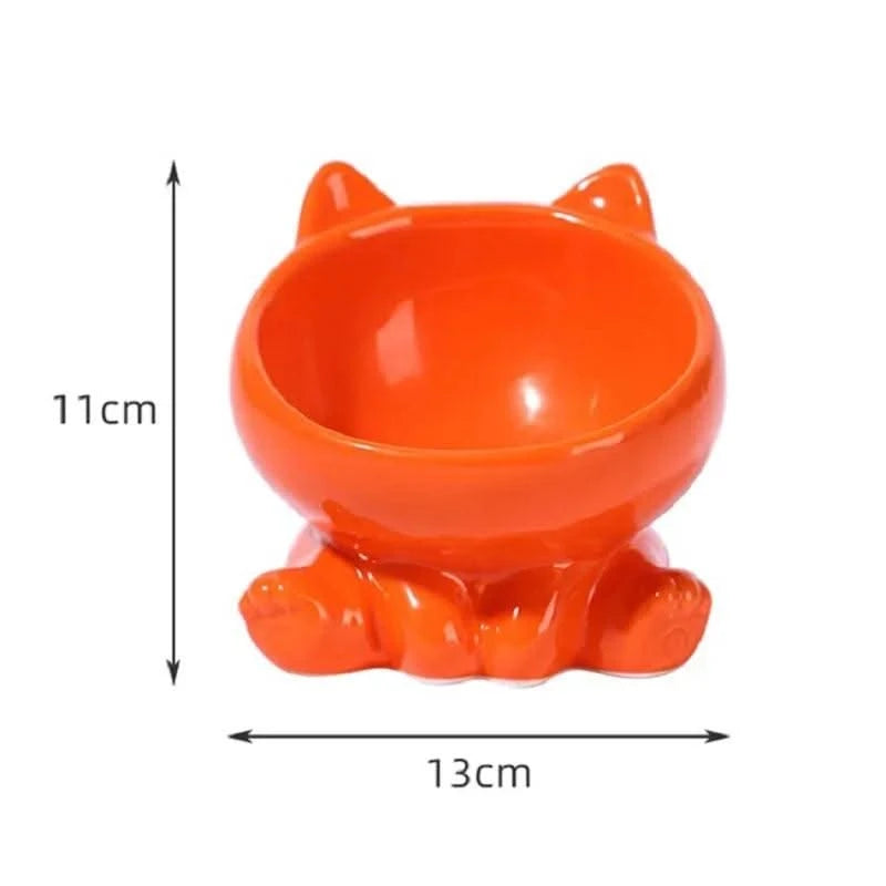 Cat And Dog Rice Bowl Pet Accessories Ceramic Diagonal High Feet Stable Cute Protection Cervical Spine Cat Dog Drinking Bowls ﻿
