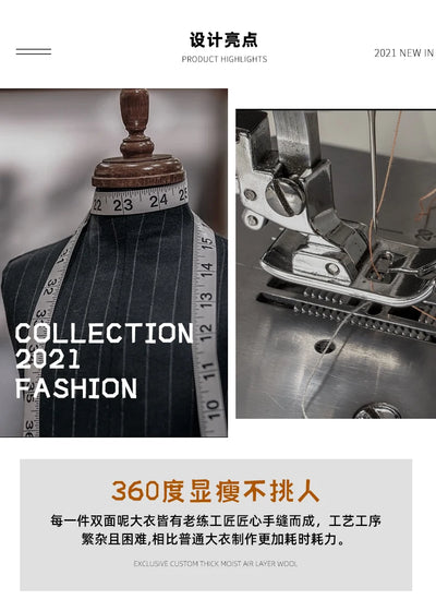 2023 New Women's Coat Pure Wool Plaids and Tweedst Fashion Camel Women's Coat Elegant Trench Coat