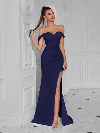Cocktail Dress For Women Off Shoulder Sexy Floor Length Party Evening Night Outfit Club Formal Wedding Guest Maxi Gala Vestidos