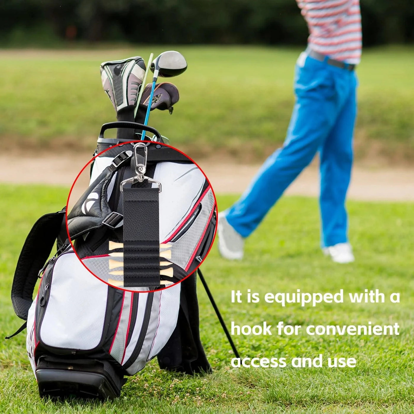 Portable PU Leather Golf Tee Holder  Quick Access Anti-Loss Clip for Outdoor Sports  Durable Golf Accessories