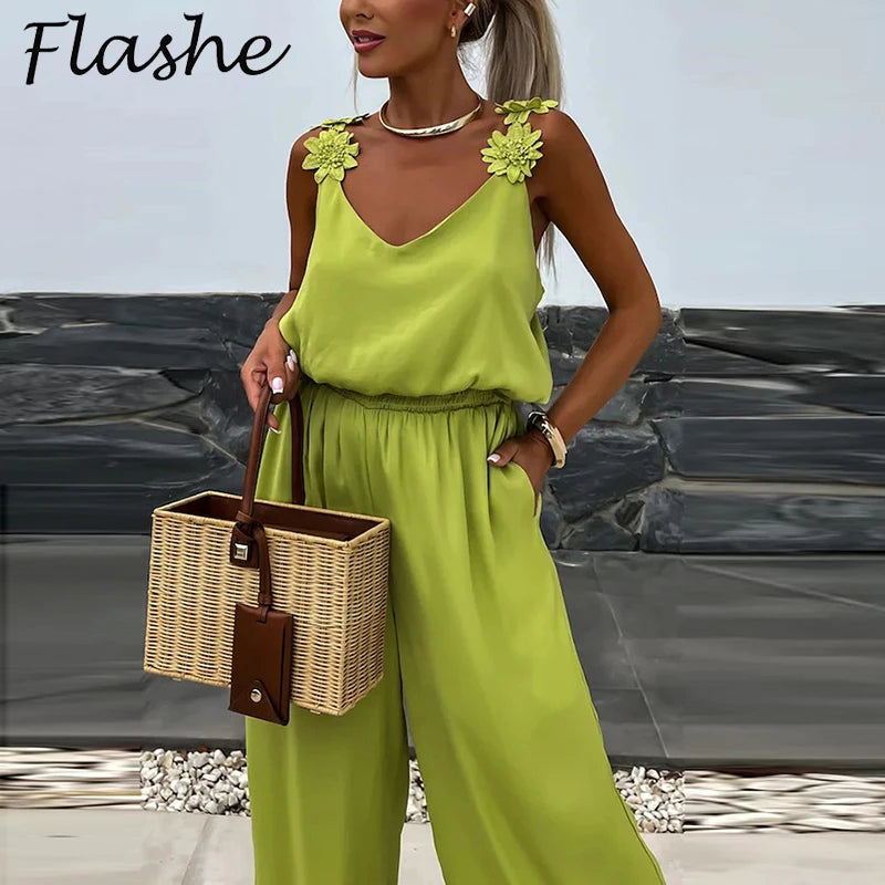 Female Jumpsuit For Women Casual Summer Solid Loose Long Pants Jumpsuit Women Bohemian Rompers Jumpsuit Overalls Female