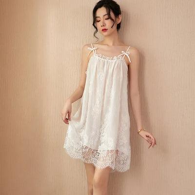 Sexy Sleepwear For Women Home Clothes Sling Lace Nightdress Nightwear Comfortable Lingerie Sleeveless Pyjama Female Summer Dress