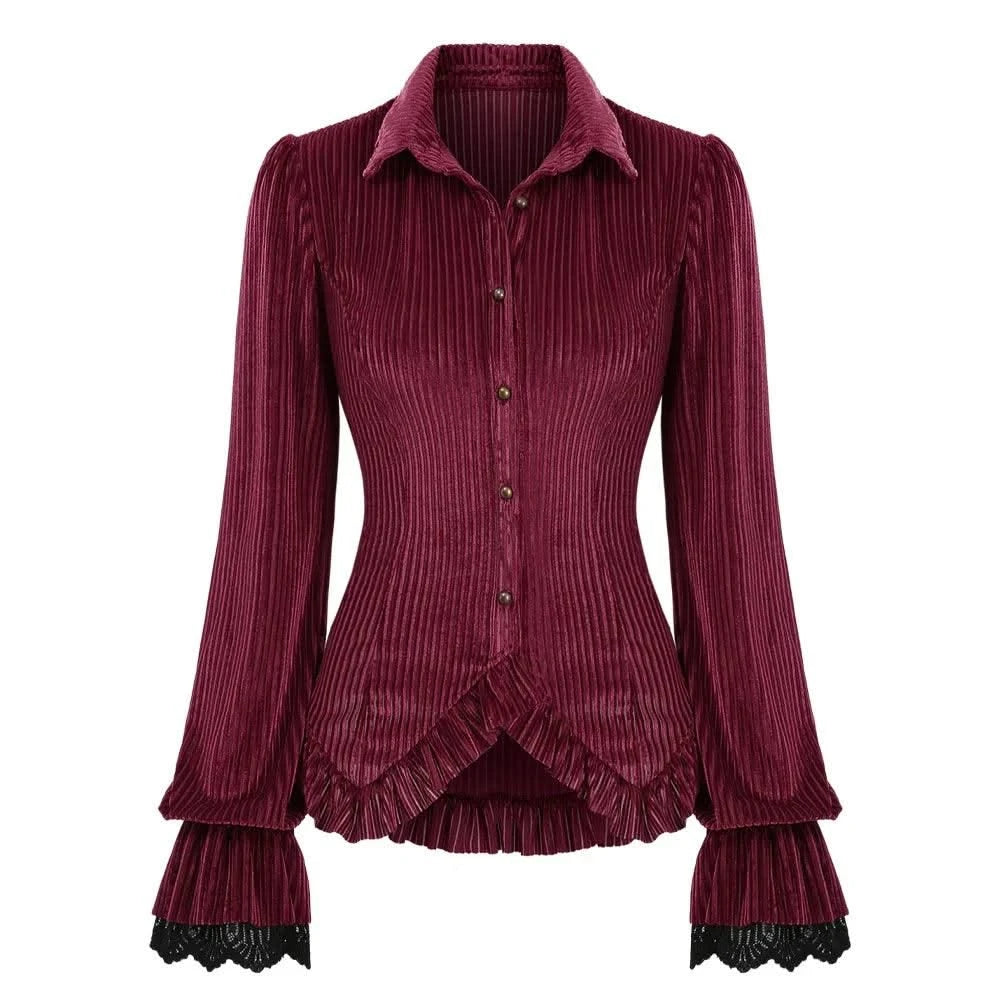 Gothic Blouse Ruffles Long Sleeves Punk Tops Women Autumn Streetwear Shirts