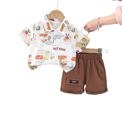 Baby Children's Summer Clothes Set 1-5Y Cartoon Printed Shirt and Shorts Casual Boys 2Pcs Suit Kid's Short Sleeve Outfit