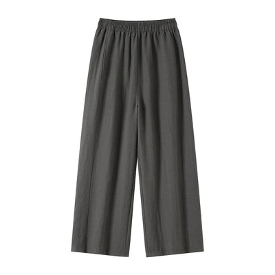 New Wide-leg Pants Women Clothing Summer Thin Loose Straight Casual Pants Solid High Waist Drape Nine-point Literary Pants