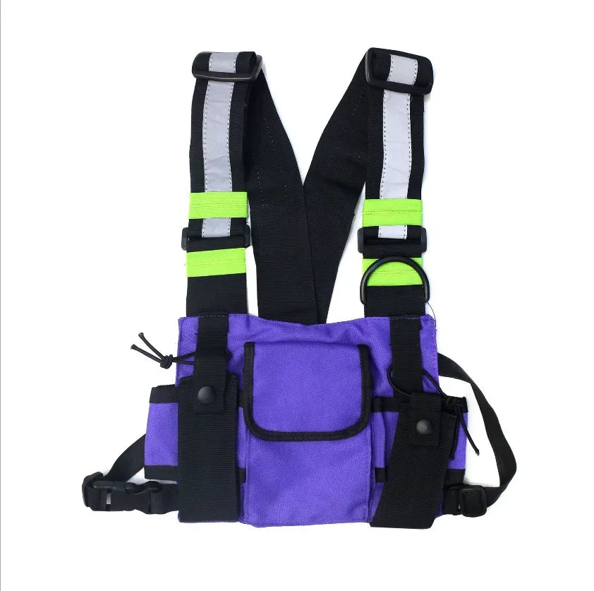 Multi-pocket Vest Bag for Men, Reflective Chest Bags, outdoor sport backpack сумка мужская bolso hombre bag for men mochilas 가방