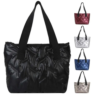 Fashion Large Tote Padded Handbags Designer Quilted Women Shoulder Bags Luxury Nylon Down Cotton Crossbody Bag Winter Purse 2023