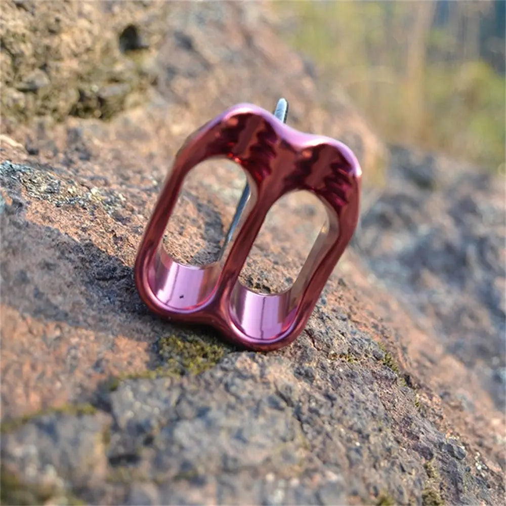Downhill Be-lay Rappel Device Safety Ring Double Slot Rock Climbing Rappel Hardware Abseiling Climbing Descender Camping Hiking