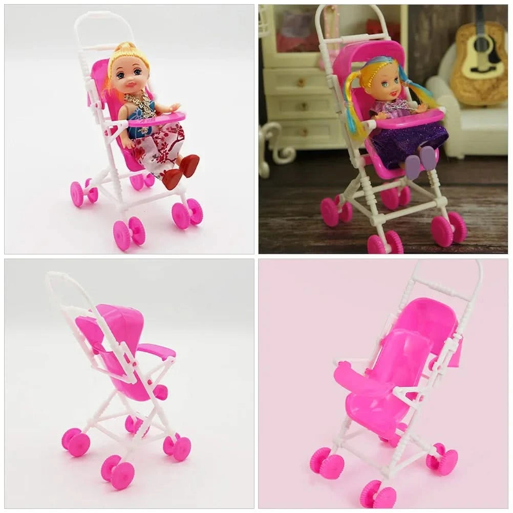 Simulation Baby Stroller Realistic Toy Children Play Game Decor Plastic Model Pushchair Small Stroller Furniture