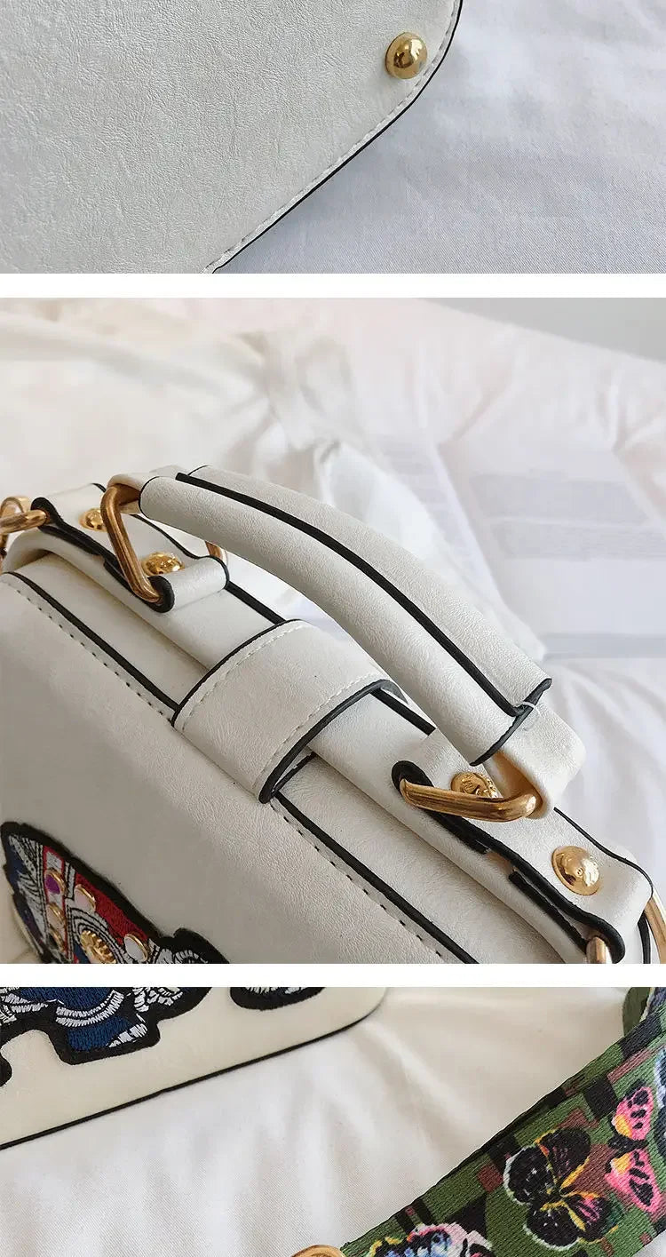 Fashion Women Leather Handbag Messenger Bag Purses Satchels Designer Luxury Handbags Crossbody Bags Elephant Embroidered Bags