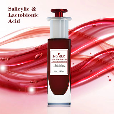 Salicylic Acid serum, gently exfoliates dead skin cells,  AHA, BHA, PHA and LHA, contains glycolic acid, aloe vera leaf