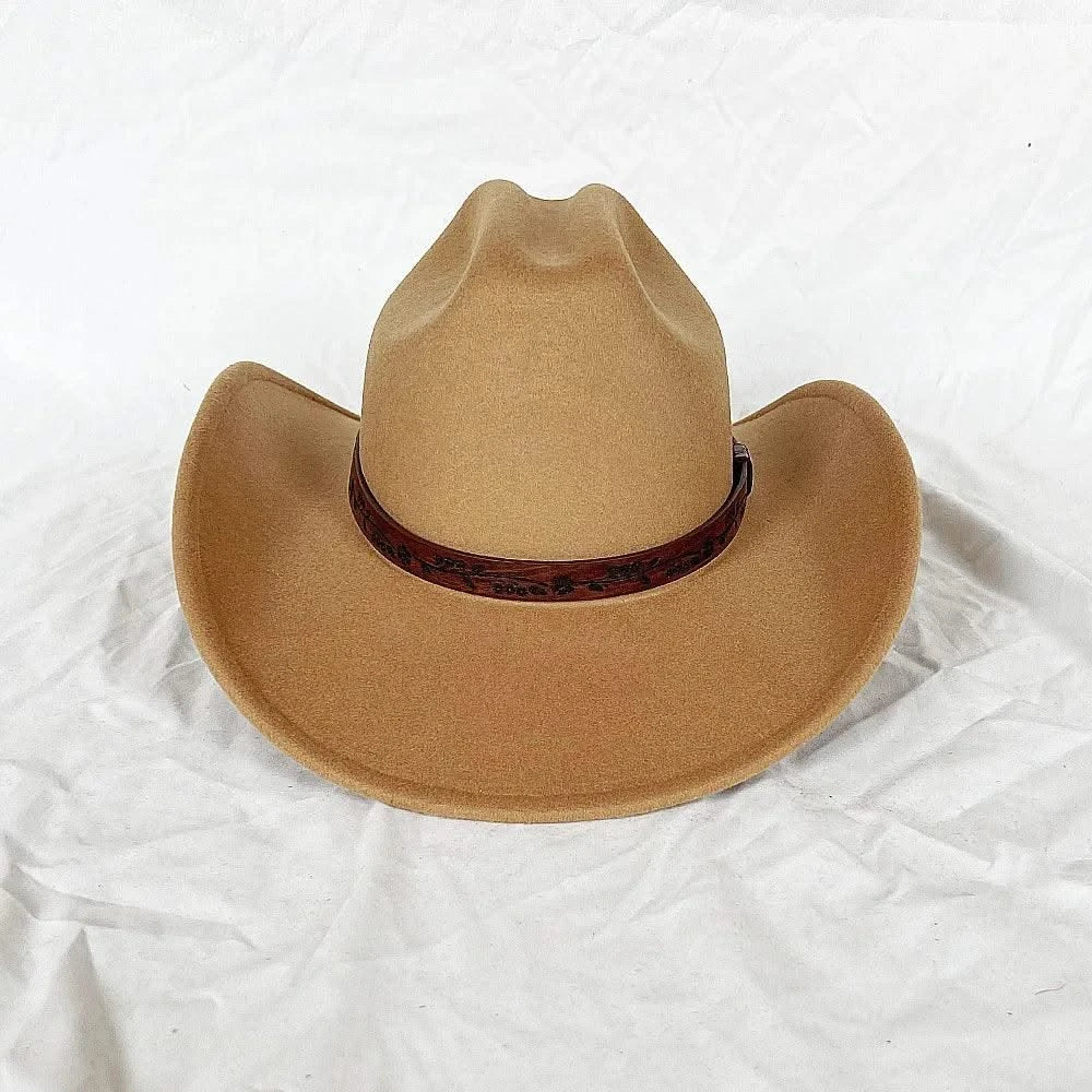 Men's Western Women's Cowboy Hat Army Green Men's Women's Cowboy Jazz Hat Wide Brim Felt Fedora Sombrero Hombre