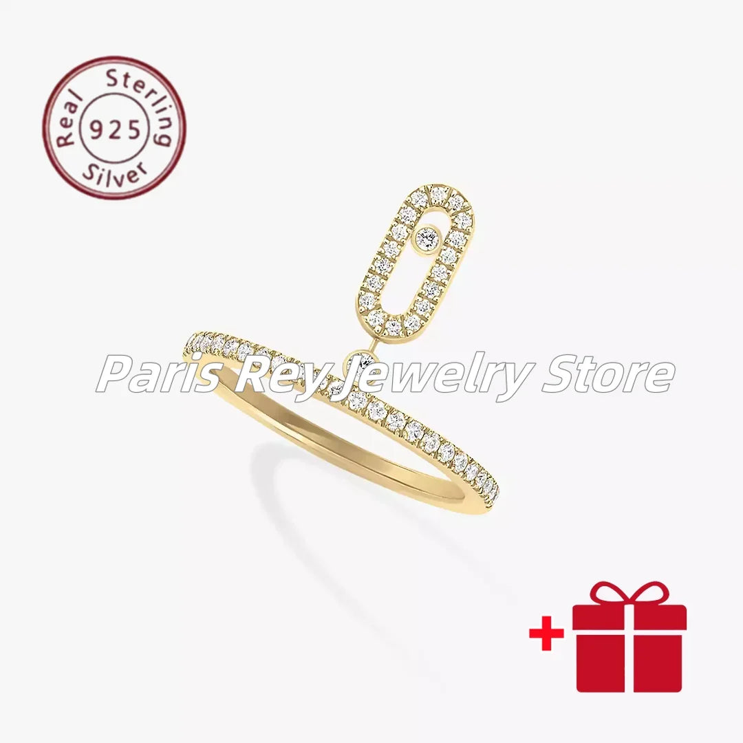 Luxury Classic S925 Inlaid Sliding High Beauty Ring Women's Jewelry Ring Luxury Party Girlfriend Anniversary Gift