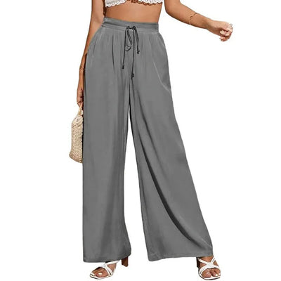 Women's Wide Leg Pants High Waist Casual trousers Solid Color Elastic Waist Tie Belt Loose Sweatpants gym pantalones de mujer