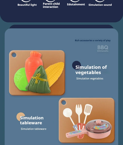Simulated Kitchen Toys Kitchenware Lighting and Sounds Cooking Game Set Children Fun Educational Toy Educational Toys Boys Girls