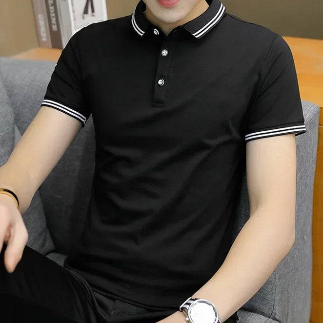 Polo Shirts Print Male with Collar Tee Skinny Mens T-shirt Graphic Tops Vintage Fashion 5xl Short Quarter Sleeve Slim Fit Basic