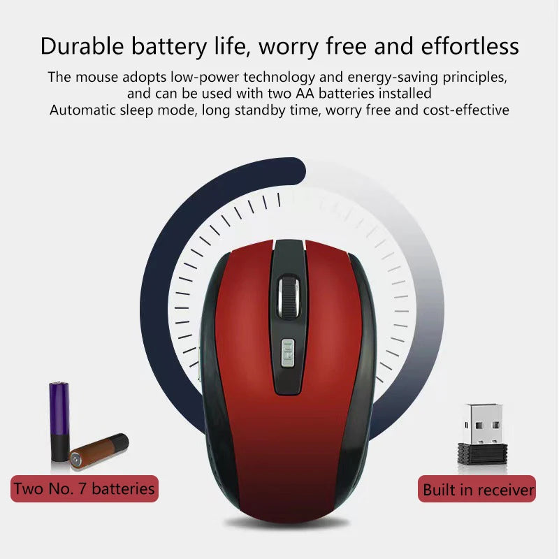 1pc High Quality 2.4G USB Red Optical Wireless Mouse 6D For Computer Laptop Gaming Mice Ergonomically-designed Wireless Mouse