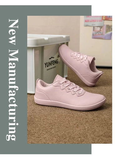 Women Shoes Wide Barefoot Shoes for Women Minimalist Split Leather Casual Shoes Comfortable Pink White Shoes Walking Sneakers