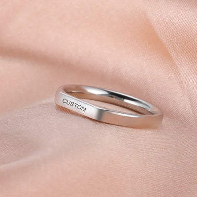 Engrave Name Finger Rings Personalized Custom Ring Gift For Woman Men Wedding Marry Silver Color Stainless Steel Jewelry