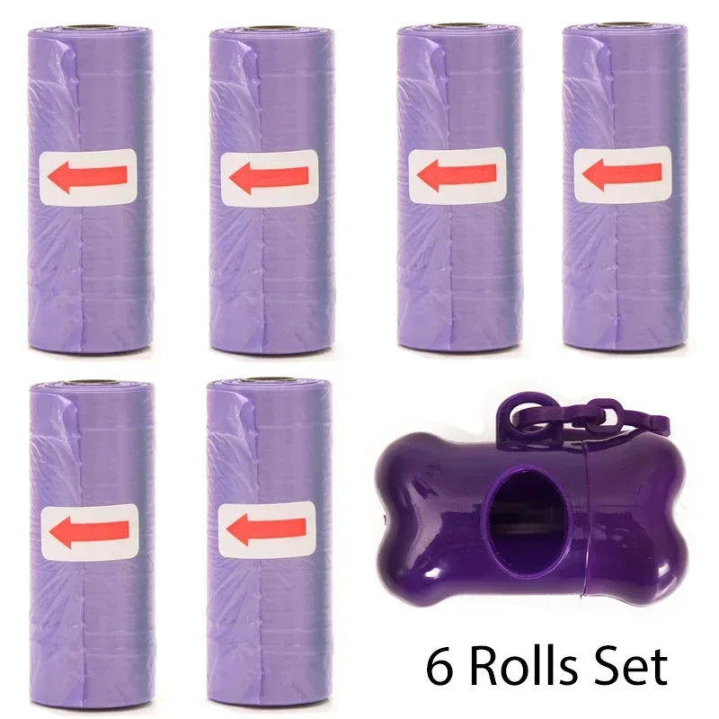 Disposable Pet Poop Bags Dog Poop Bag Bone Dispenser with Leash Clip Puppy Dog Products Supplies 5Roll(75Pcs) Bags