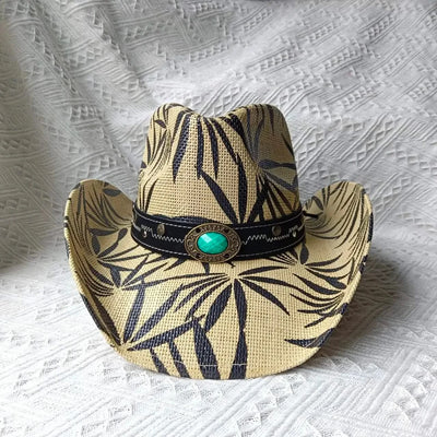 New Lake Blue Western Cowboy Straw Hat 2024 Spring and Summer New Outdoor Sun Hat Men's and Women's Cowboy Hat gorras