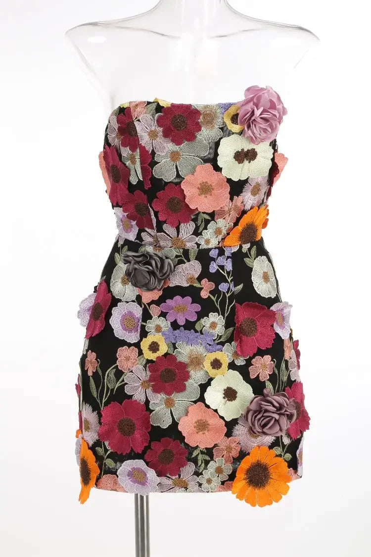 Luxury Dresses Women 2025 Summer Prom Gown New Bodycon Mini Party Dress Retro Embroidered Flower Evening Gowns Brithday Outfits