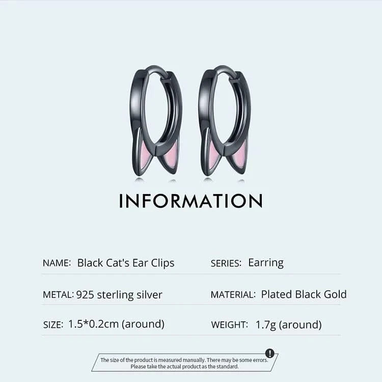 WOSTU Real 925 Sterling Silver Cat Ear Hoop Earrings For Women Lovely Pink Cute Pet Paw Studs Clips Girl Unique Jewelry Gift