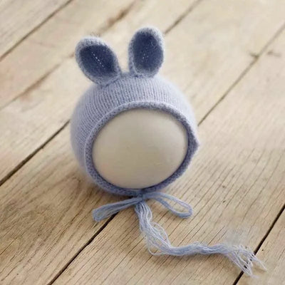 Knitted Handmade Rabbit Hat | New-born Photography Props |Adjustable Infant/ Baby  Headwear