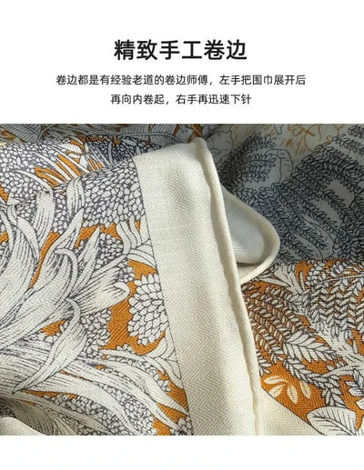 women's autumn and winter silk and wool dual purpose high-end scarves  large