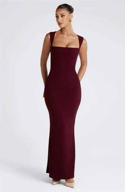 Royal Style Square Collar Sleeveless Sexy Maxi Dress For Women