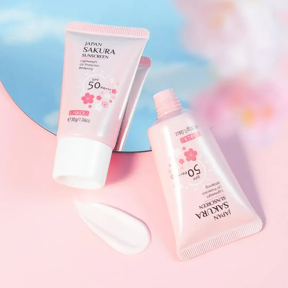 Sakura Sunscreen Cream SPF50 Moisturizing UV Protect Face Body Sunscreen Isolation Lotion Oil Control Reduce Melanin Skin Care