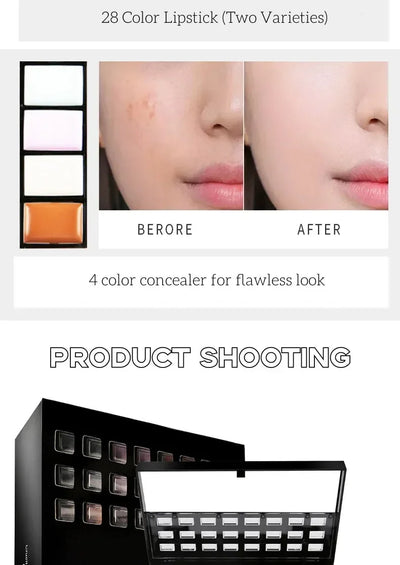 74 Colors Eyeshadow Lip Gloss Pearlescent Matte Concealer Flash Lipstick Women Cosmetics Professional Gift Box Christmas Makeup