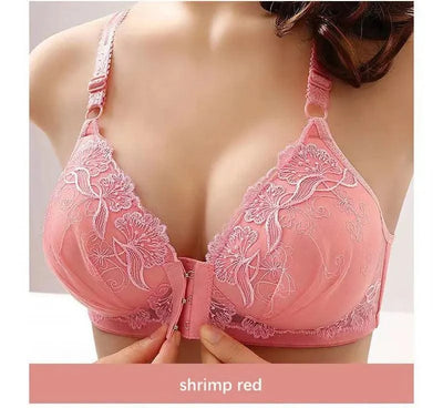 Lace Embroidery Bra Women Front Closure Underwear Wireless Bras Lady Push Up Brassiere Breathable Thin Female Bralette Lingerie