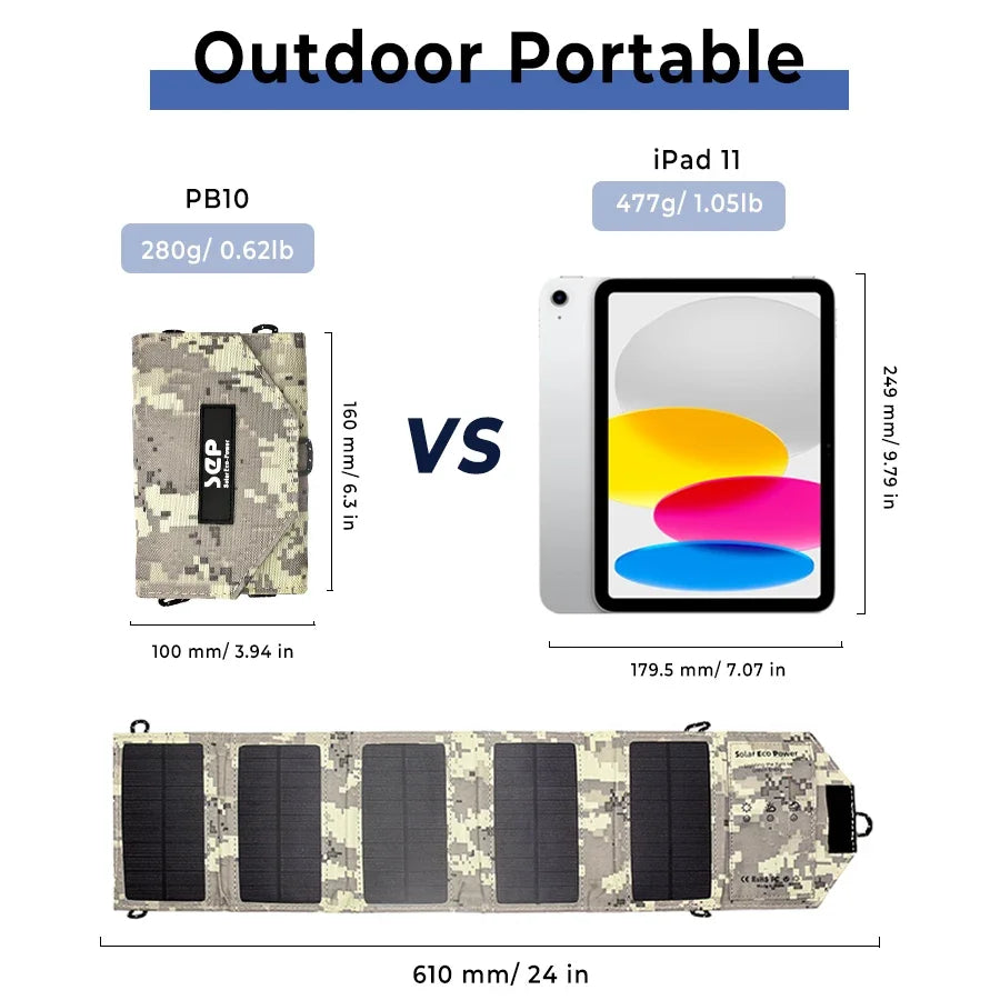 Solar Panel Bag Portable Lightweight 30W 5V Mono Waterproof Foldable Charger Outdoor Emergency Hiking Backpacking Camping