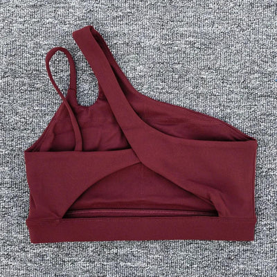 Women Shockproof Sport Bra Women's Beautiful Back Gym Sports Underwear Women Oblique Shoulder Straps Running Fitness Yoga Bra ﻿