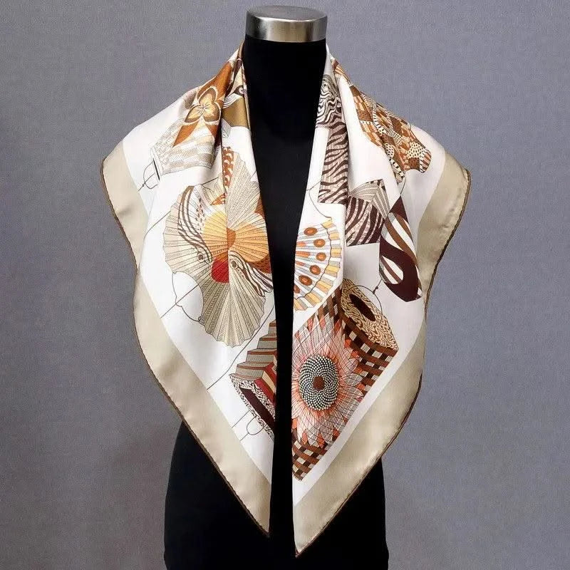 100% Real Silk Scarf  Square Head Scarves Hijab for Hair Wrapping 90cm
